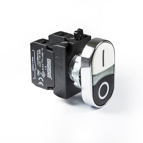 CM Serisi Metal 1NO+1NC Çiftli Düz Siyah-Beyaz 22 mm Buton
