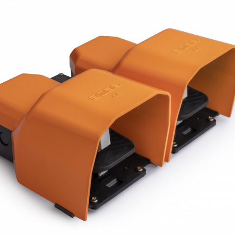 PDK Serisi Metal Korumalı (1NO+1NC)+(1NO+1NC) Taşıma Kol Delikli Çiftli Turuncu Plastik Pedal