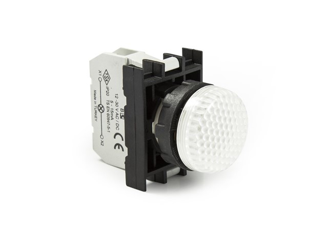 B Serisi Plastik Led'li  12-30V AC/DC Beyaz 22 mm Sinyal