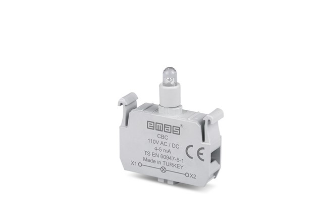 Yedek Led'li  110V DC Beyaz Sinyal Blok