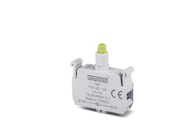 Yedek Led'li  110V DC Sarı Sinyal Blok