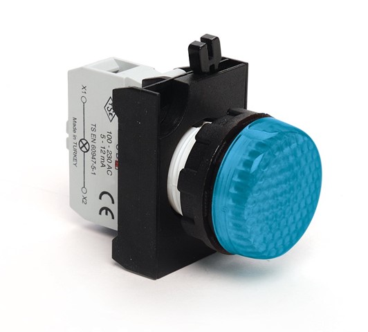 CP Serisi Plastik Led'li  100-230V AC Mavi 22 mm Sinyal
