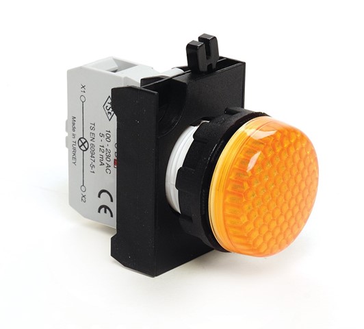 CP Serisi Plastik Led'li  100-230V AC Sarı 22 mm Sinyal