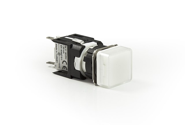 D Serisi Plastik Led'li  12-30V AC/DC Kare Beyaz 16 mm Sinyal