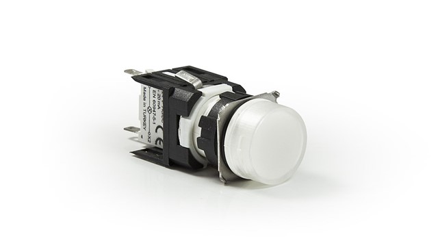 D Serisi Plastik Led'li  12-30V AC/DC Yuvarlak Beyaz 16 mm Sinyal