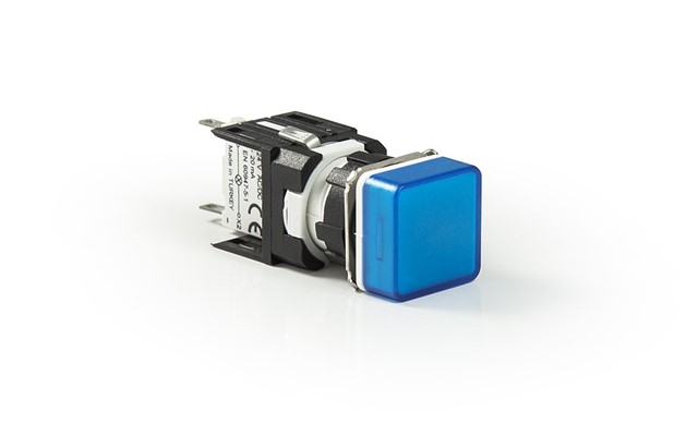 D Serisi Plastik Led'li  12-30V AC/DC Kare Mavi 16 mm Sinyal