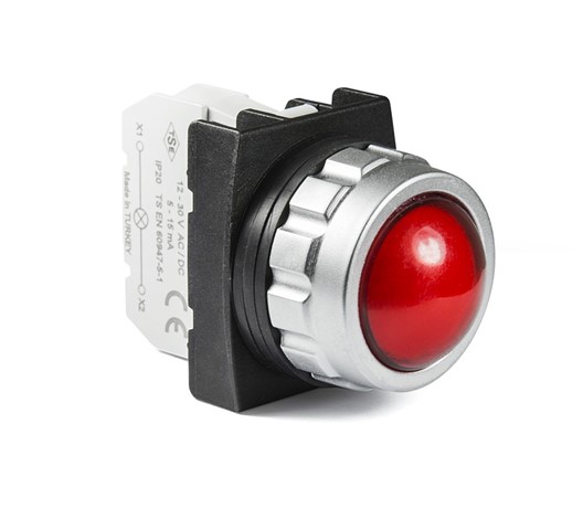 H Serisi Plastik Led'li  12-30V AC/DC Kırmızı 30 mm Sinyal