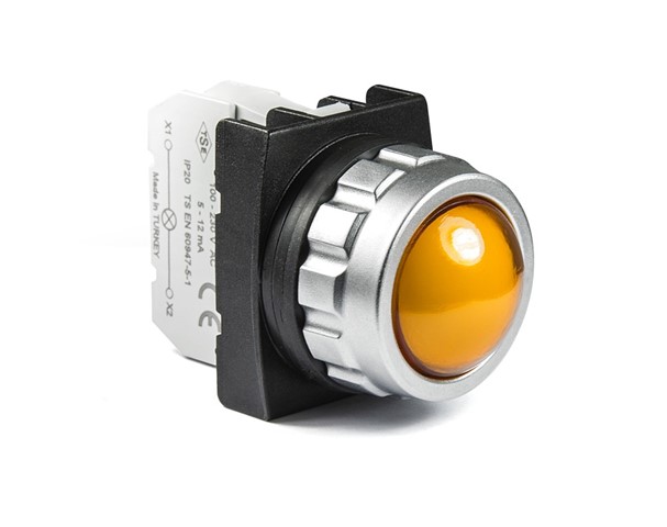 H Serisi Plastik Led'li  12-30V AC/DC Sarı 30 mm Sinyal