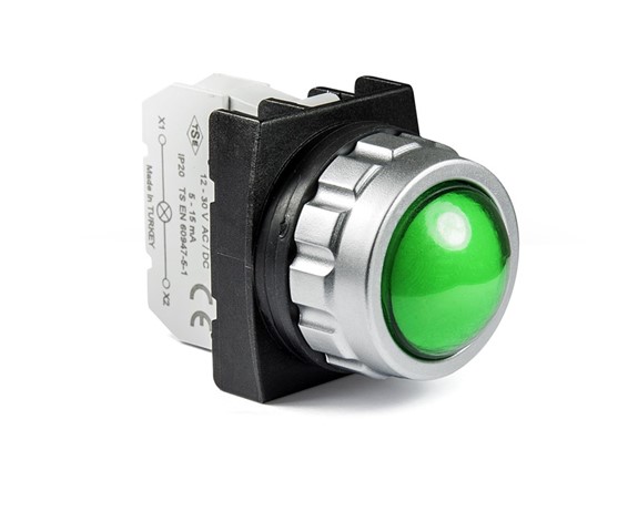 H Serisi Plastik Led'li  12-30V AC/DC Yeşil 30 mm Sinyal
