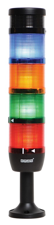IK Serisi Beş Katlı 24V AC/DC Buzzerlı 110mm Plastik Boru ve Ayaklı Led Kolon 70mm