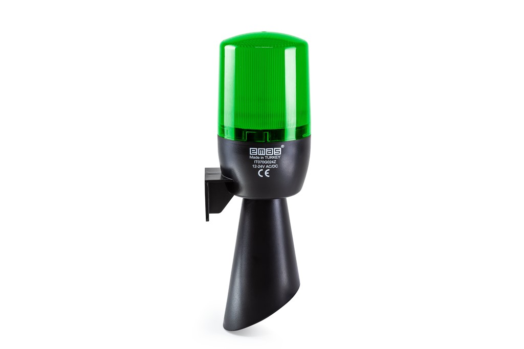IT Serisi Yeşil 24V AC/DC Buzzerlı Led Korna 70mm