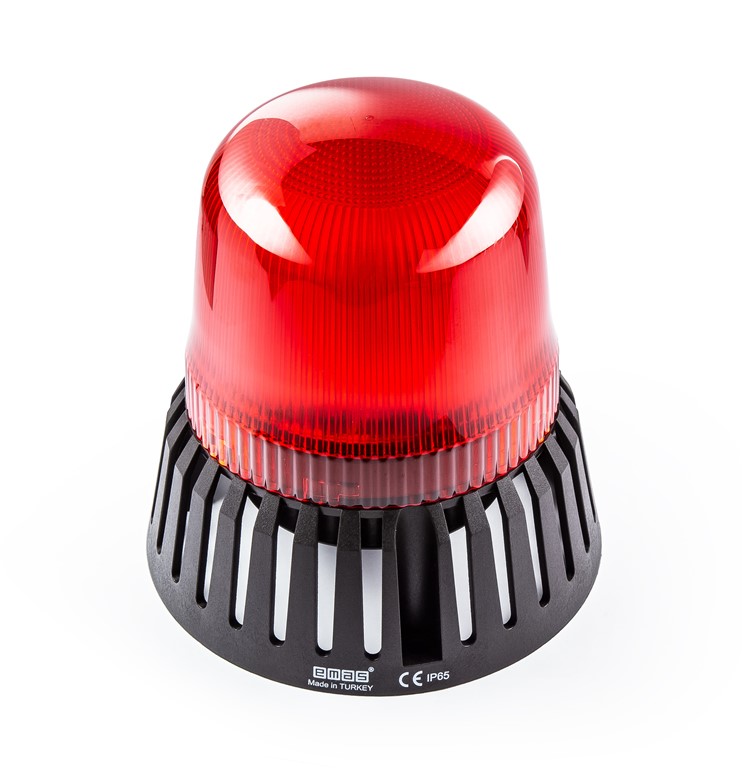 IT Serisi Kırmızı 24V AC/DC Buzzerlı Led Tepe Lambası 120mm