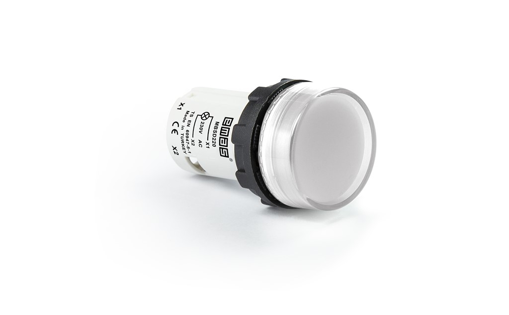 MB Serisi Plastik Led'li  230V AC Beyaz 22 mm Sinyal