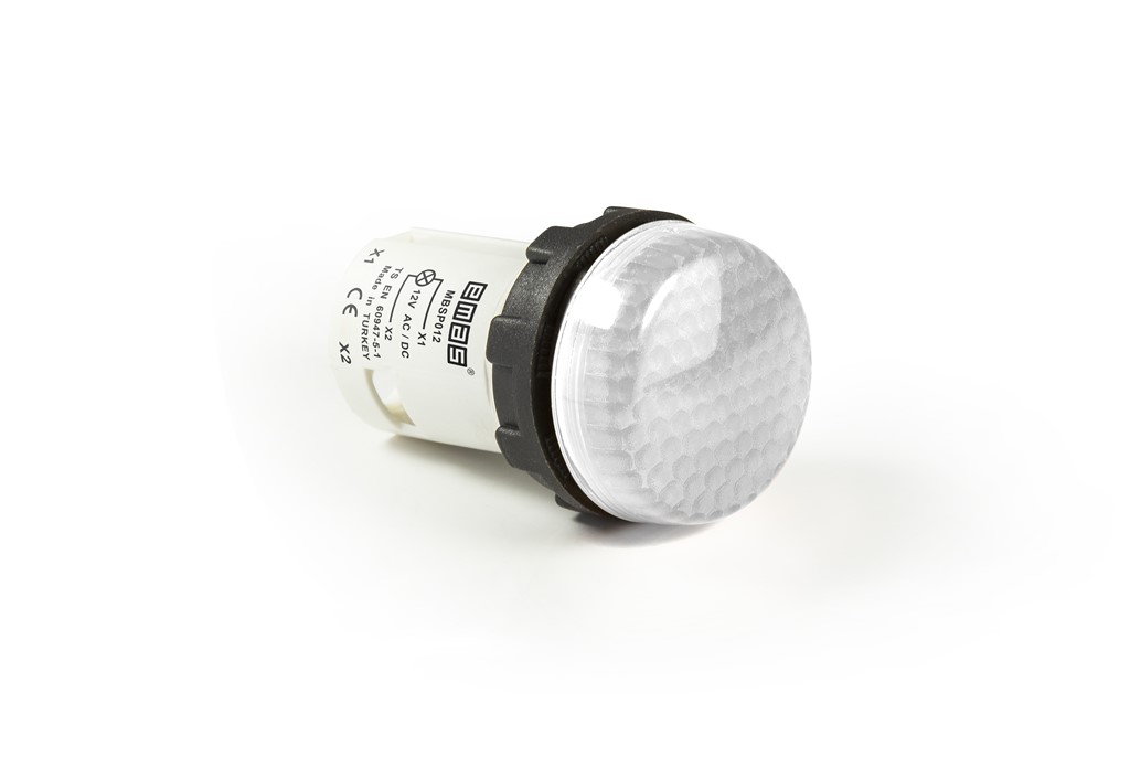 MB Serisi Plastik Led'li  12-30V ACDC Beyaz 22 mm Sinyal
