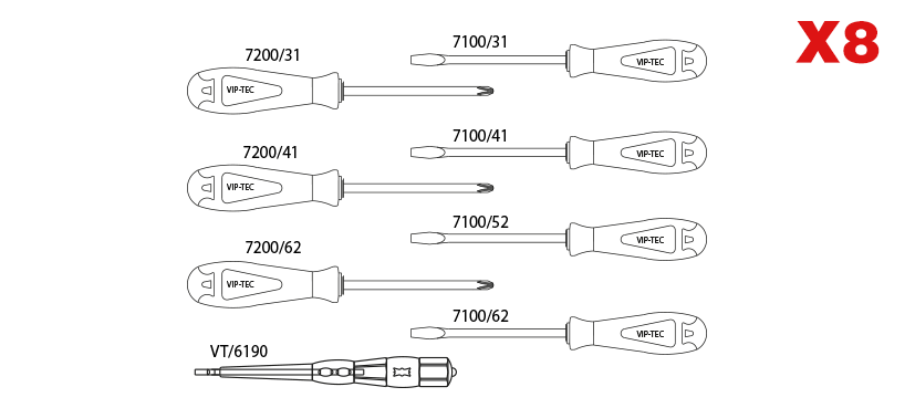 Power Tornavida Takımı 8 Parça (düz-yıldız) mm