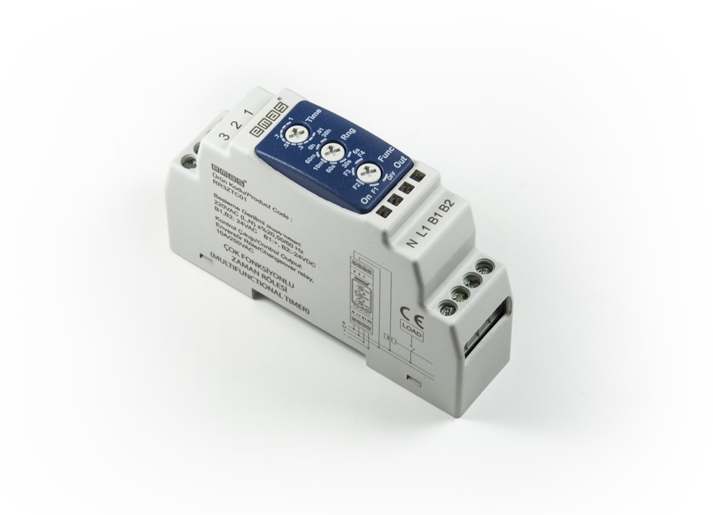 RR3 Serisi Ray Montaj 24VAC/DC-230VAC 1CO 10A (rezistif) Çift Zaman Ayarlı 0,06sn-10saat Analog Zaman Elektronik Röle