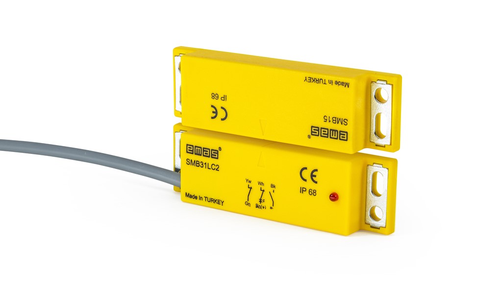  Plastik Sol Çıkış 2NC+1NO 5mm Led'li  2m Kablolu 78mm Dikdörtgen Manyetik Kapı Switch