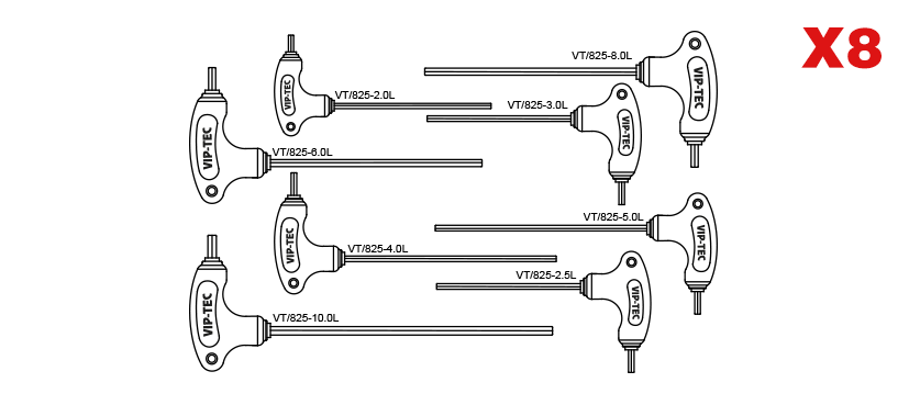 T-Saplı Allen Anahtar Takımı 8 Parça -Torx mm