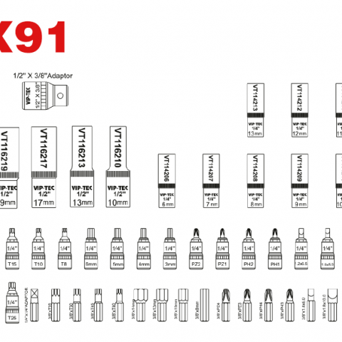 1/2" - 1/4" Detaylı Lokma Takımı 89 Parça mm