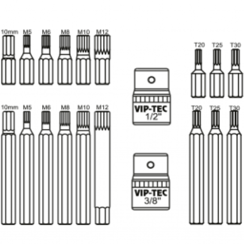 1/2" - 3/8" Kapsamlı Lokmalı Bits Takımı 40 Parça mm