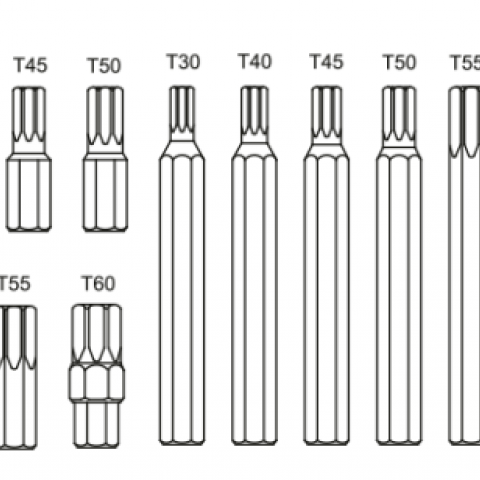 1/2" Torx Lokmalı Bits Takım 13 Parça mm