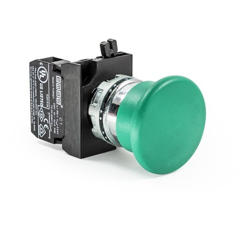 CM Serisi Metal 1NO Yaylı 40 mm Mantar Yeşil 22 mm Buton