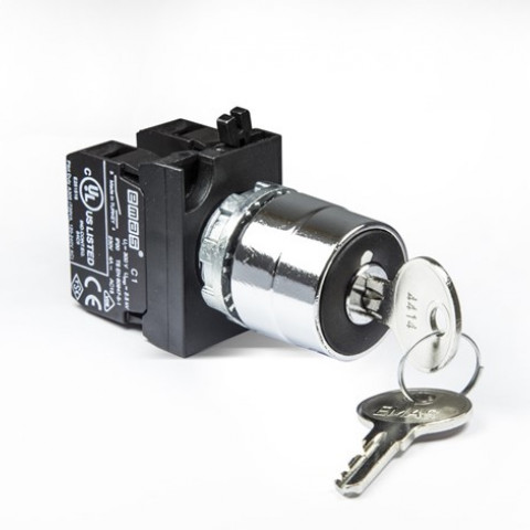 CM Serisi Metal 2NO (II-0-I) 60° Anahtarlı Çift Dönüşlü 0 Pozisyonunda Anahtarı Çıkan 22 mm Buton