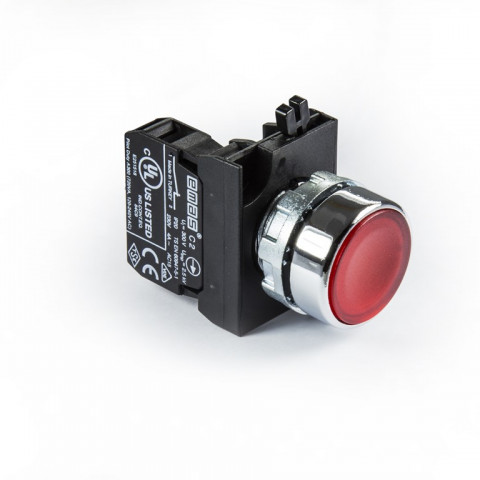CM Serisi Metal 1NC Yaylı Düz Kırmızı 22 mm Buton