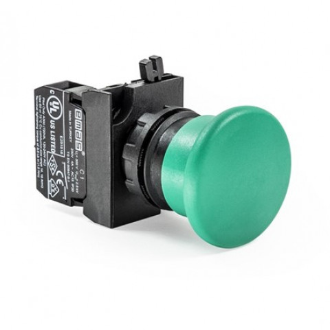 CP Serisi Plastik 1NO Yaylı 40 mm Mantar Yeşil 22 mm Buton
