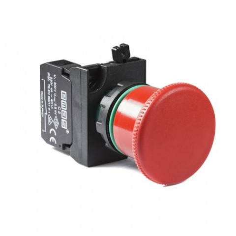 CP Serisi Plastik 1NC Acil Stop 40 mm Çekmeli Kırmızı 22 mm Buton