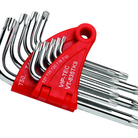 Delikli Torx Allen Anahtar Takımı 9 Parça Kısa mm