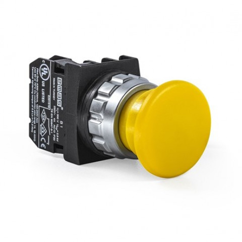 H Serisi Plastik 1NO Yaylı 40 mm Mantar Sarı 30 mm Buton