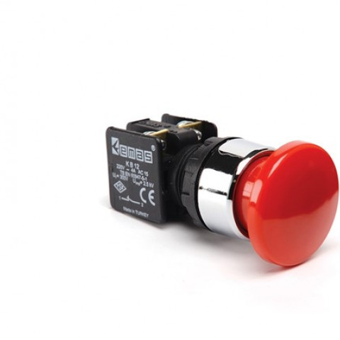 KB Serisi Plastik 1NC Yaylı 40 mm Mantar Kırmızı 22 mm Buton
