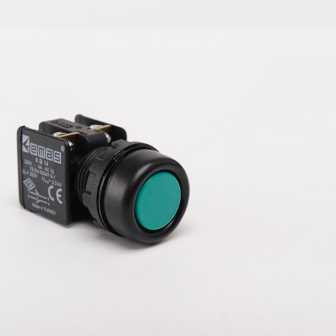 KB Serisi Plastik 1NO+1NC Yaylı Etanj Yeşil 22 mm Buton