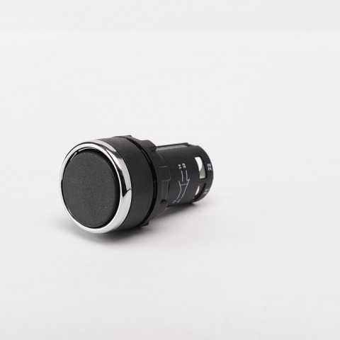 MB Serisi Plastik 1NO+1NC Yaylı Düz Siyah 22 mm Buton