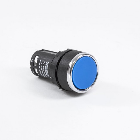 MB Serisi Plastik 1NO+1NC Yaylı Düz Mavi 22 mm Buton