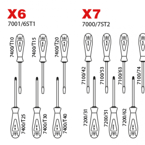 Power Tornavida Takımları 7 Parça (düz-yıldız) mm
